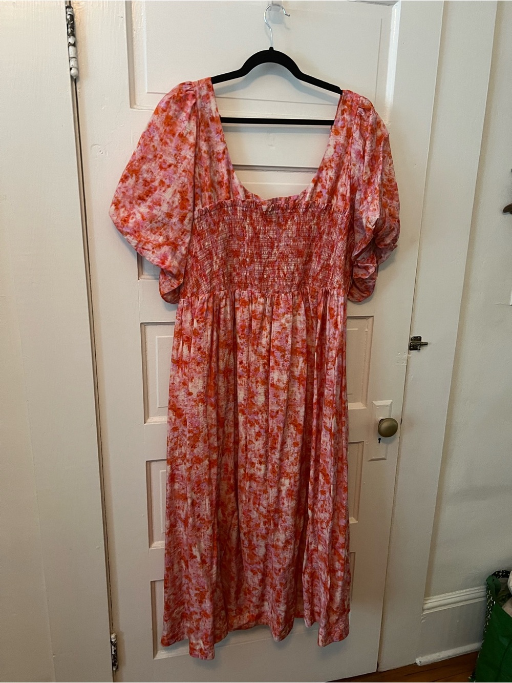 Anthropologie Pink and Orange Floral Maxi Dress